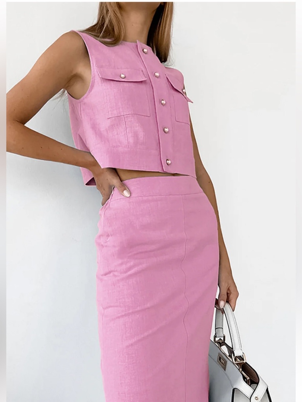 Commense Split Pockets Sleeveless Skirt Set Size Large NWT - Picture 4 of 4